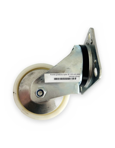 Rueda giratoria nylon Ø 125 con placa