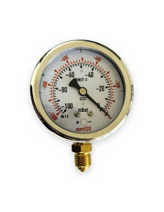 Vacuómetro 0 a -100mBar Ø63mm metálico rosca vertical 1/4