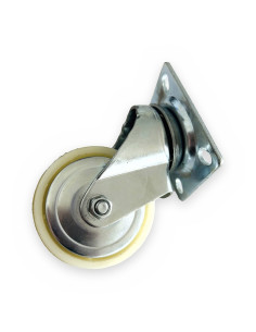 Rueda girat. nailon Ø80 con placa (70x85) (aro nailon 25)