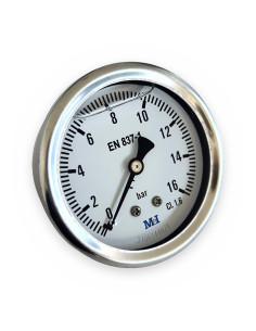 Manómetro 0-16 Bar Ø63 1/4 sal. tras/post glicer. Inox