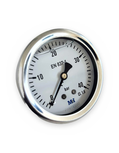 Manómetro glicerina 0-40 Ø63mm salida trasera/posterior caja acero inox.