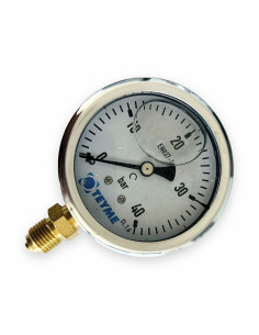 Manómetro glic. 0-40 bar Ø63 sali 1/4" vertical inox