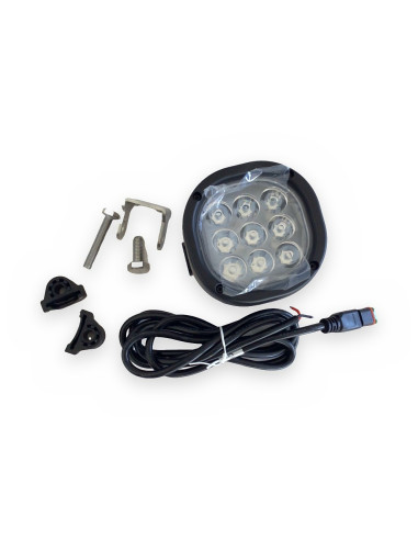 Faro de trabajo led luz azul 12/24 v 9 led 480 lm 30w forma redonda cable 2 m