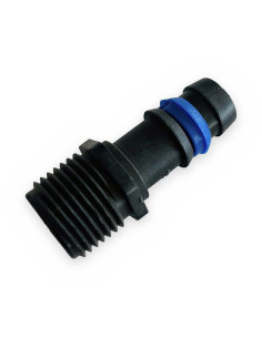 Enlace mixto 16mm - M 1/2" PE c/anilla de seguridad