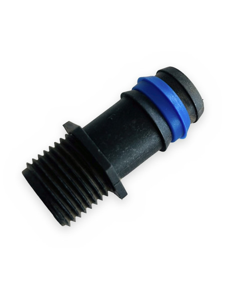 Enlace mixto 20mm - M 1/2" PE c/anilla de seguridad