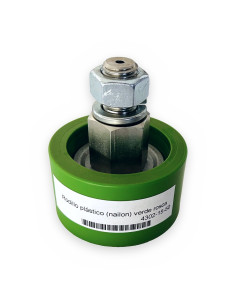 Rodillo plástico (nailon) verde rosca externa Ø70x40 Plastic roller external thread