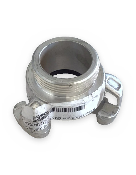 Racor Barcelona Ø45 rosca macho 1" 1/2  aluminio estampado